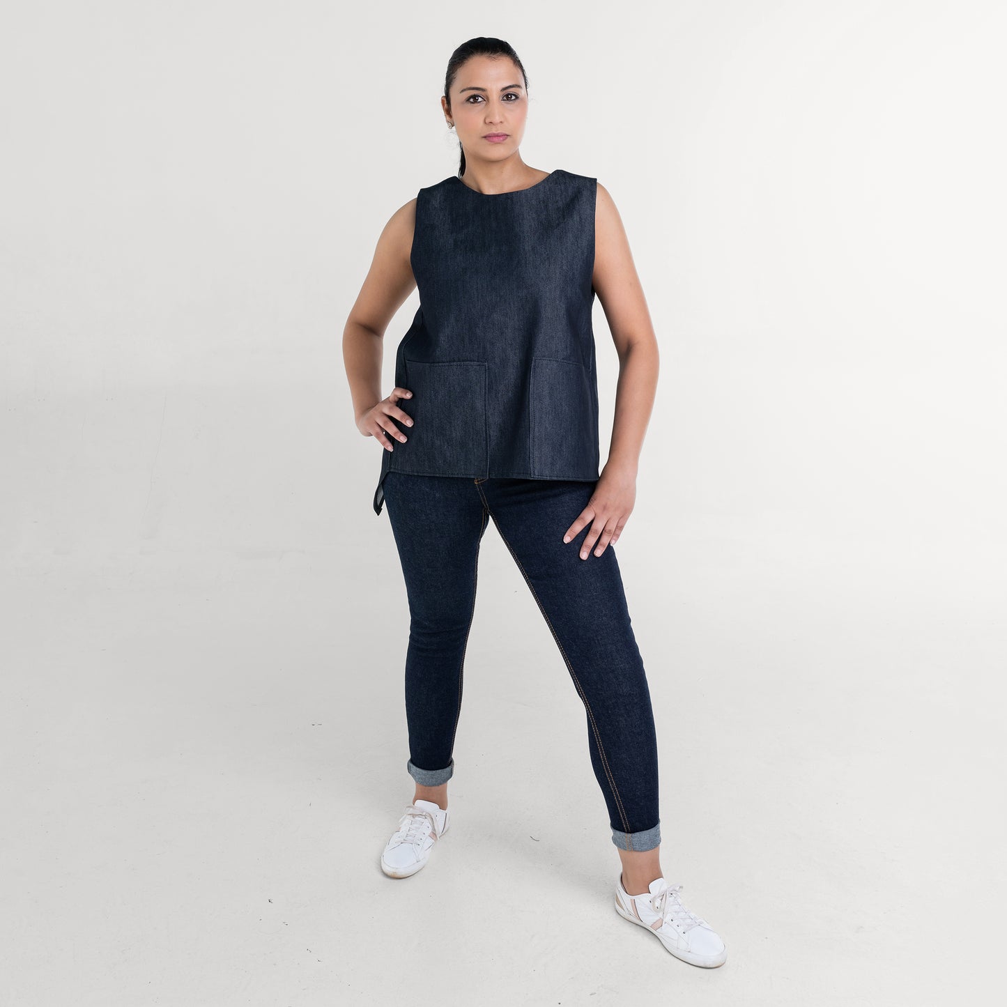 LAURA - DENIM BARE BACK VEST