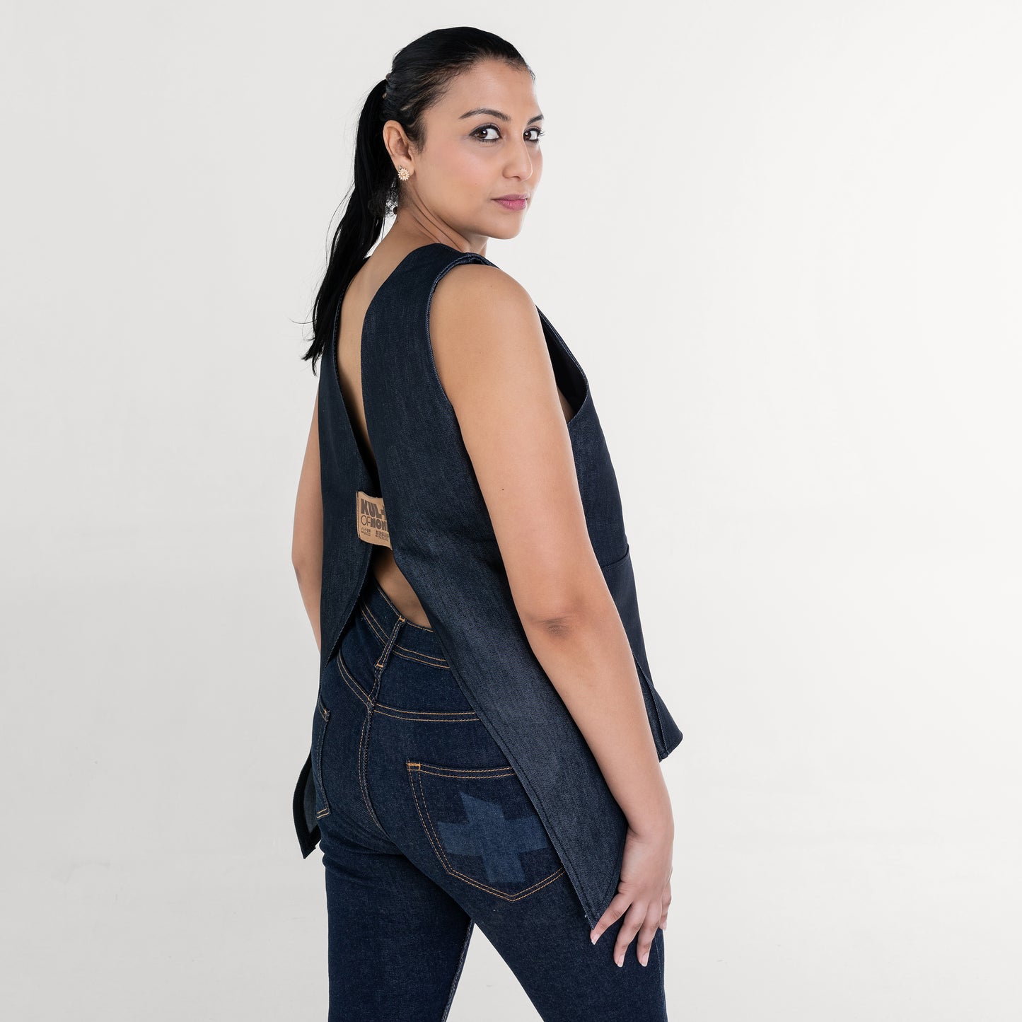 LAURA - DENIM BARE BACK VEST
